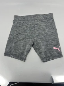 Female Youth Size 6 Heather Gray Puma Shorts With Pink Puma - Picture 1 of 4