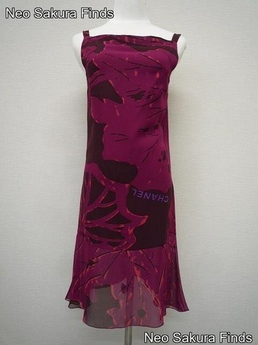 CHANEL P16590V09190 Abito in seta donna taglia 38 bordeaux e viola