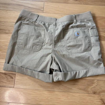 Carhartt Force Original Fit Work Shorts Women 18 Khaki Ripstop Cotton 104213 - Изображение 1 из 4
