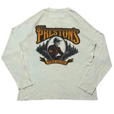 70s VINTAGE DISNEYLAND HOTEL SGT. PRESTON'S YUKON SALOON HENLEY SHIRT SZ XL - Image 1 of 4