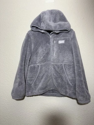 Reebok Women’s Fuzzy Sherpa Zip Up Hoodie Jacket Gray Plush Fleece L  - Image 1 of 4