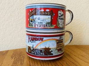 TWO Vintage Tabasco & Rainbow Cove Oysters Gumbo Soup MUGS DH Holmes 14 oz - Picture 1 of 12