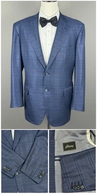 Great Brioni Viavene 男式丝绸混纺格子运动外套西装外套:44R / 54IT — 第 1/4 张图片