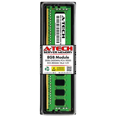 A-Tech 8GB 1Rx4 PC4-19200R DDR4 2400 MHz ECC Registered RDIMM Server Memory RAM - Image 1 of 4