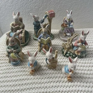LOT OF 9 Vintage ALBERT KESSLER GLAZED CERAMIC  BUNNIES Enesco - Picture 1 of 15