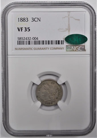 1883 3 CENT NICKEL 3CN NGC VF 35 CAC Cover