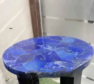 12" Round Lapis Stone Side Table Top Random Arts Furniture & Housewarming Decors - Picture 1 of 8