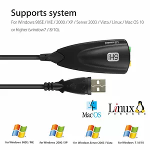 USB To 3.5mm Mic/Headphone Jack Stereo Headset Audio Adapter 7.1 Sound Card New - Picture 1 of 10