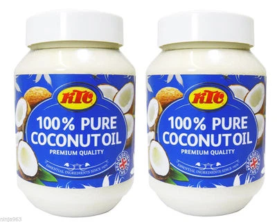 2 x KTC 100% Pure Coconut Oil - Edible, Cooking, Hair & Skin Moisturiser - 500ml - Image 1 of 4
