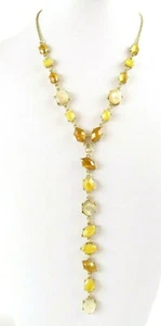 New LUCKY BRAND Yellow Quartz Set Stone Gold-Tone Lariat Y Necklace, 20"L - Picture 1 of 7