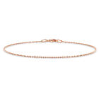 Amour Rose Plated Sterling Silver 1mm Ball Chain Bracelet - 9 in.