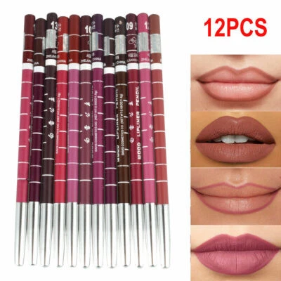 Waterproof Lip Liner Pencil Pen Lipstick Matte Long Lasting 12 PCS/Set Xmas Gift - Image 1 of 4