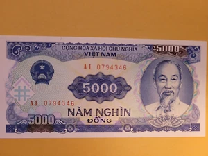 1991 Viet Nam 5000 Dong Ho Chi Man Bank Note - Picture 1 of 2