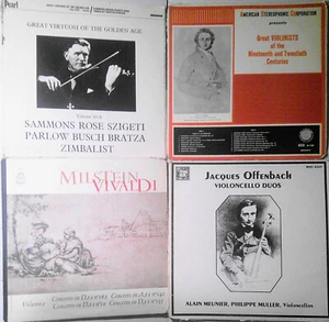 4 violin & cello vinyl LPs lot : Milstein, Szigeti, Meunier, de Sarasate, et al - Picture 1 of 14