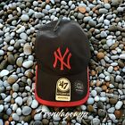 New York Yankees Hat Cap Strap Back Black Red 47 Clean Up MLB Light Reflective
