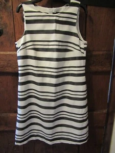 Women's Black & White Striped Shift Style Dress Size 12 GC - Picture 1 of 6