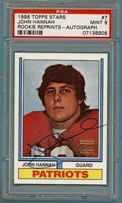 1998 Topps Stars Rookie Reprints John Hannah Auto #7 PSA 9! Patriots! HOF! - Image 1 of 2