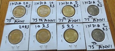 India 75th Anniversary of Independence 8 coins 2x2 holder Ship from Chicago - Image 1 of 4