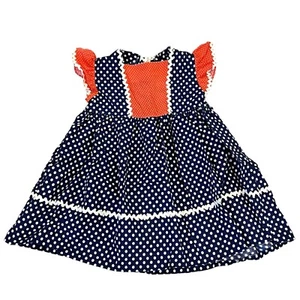 Cinderella Stop the Press Vintage Orange/Blue Polka Dot 70s 4T Dress - Picture 1 of 7