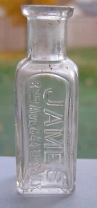 JAMES 8th AVE & 44th ST. NEW YORK NY DRUG MEDICINE BOTTLE - 1/2 oz. - 2 3/4 in. - Picture 1 of 7