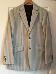 Chaqueta Blazer Brook Taverner Para Hombres Lana y Algodón Beige Rayas 38"R - Imagen 1 de 6