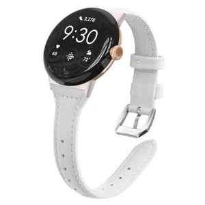 Retro Slim Genuine Leather Strap for Google Pixel Watch 2 3 45mm 41mm Watch Band - Picture 1 of 21