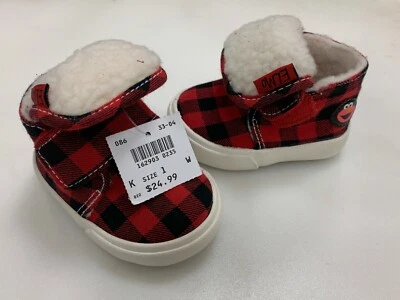 Zapatos Botines Forrados de Vellón a Cuadros Rojo ELMO Plaza Sésamo Talla 1 W 1 W Foto 1 de 4