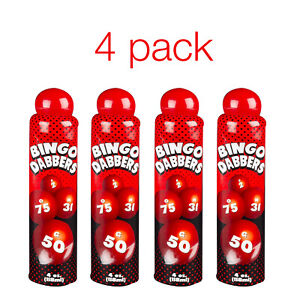 4 Pack Red Bingo Dabbers Bingo Dabber with easy flow and vibrant Red ink Color