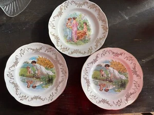 Set Of 3 Antique Plates With Greek Mythology Scenes 8.25 Inches - Picture 1 of 8