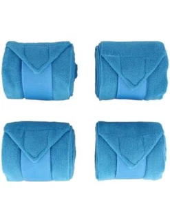 Horse Fleece Polo Wraps Bandages Leg Wrap Set of 4 Teal Blue - Picture 1 of 1