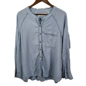 We The Free Supple Chambray Long Sleeve Oversized Blouse Small - Picture 1 of 8