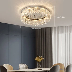Modern Flush Mount Crystal Chandelier LED Ceiling Light Pendant Lamp Fixture 40w - Picture 1 of 14