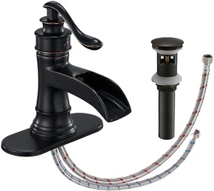 Oil Rubbed Bronze Bathroom Sink Faucet 1Hole Vanity Basin Mixer Tap Pop up Drain - Picture 1 of 12