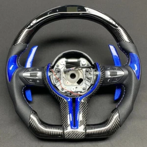 LED Real Carbon Fiber Steering Wheel For BMW X5 M2 M3 M4 M5 F12 F31 F32 F82 F45 - Picture 1 of 6