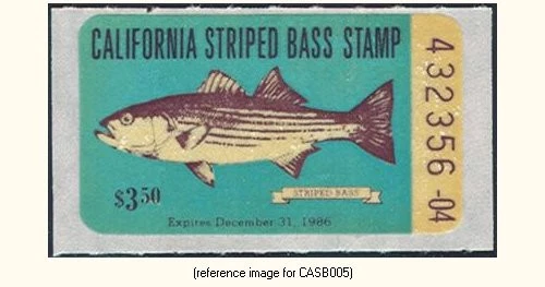 HALFPRICEFISH California Striped Bass Stamp 1986 $3.50 (blue) - Image 1 of 1