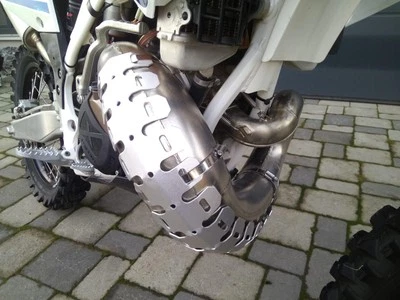 Krümmerschutz 2-Takt Aluminium Hitzeschutz Protektor exhaust Enduro silber - Bild 1 von 4