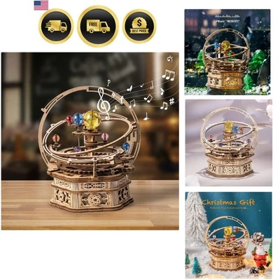 3D Wooden Puzzle Music Box Starry Night DIY Kit Gift for Teens Adults - Image 1 of 4