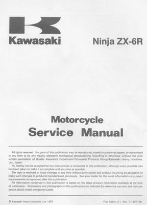 1999 Kawasaki ZX-6R Motorcycle Service Manual - Image 1 of 4