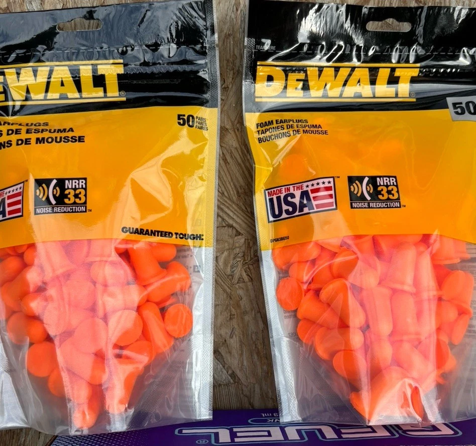 两个 Pkgs DEWALT DPG63 橙色铃 NRR33 泡沫耳塞 - 未接线 - 100 对 — 第 1/1 张图片