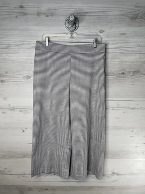 Pantalones Rachel Zoe para mujer 10 negros blancos a cuadros pierna ancha recortados cremallera lateral D3466 Foto 1 de 4