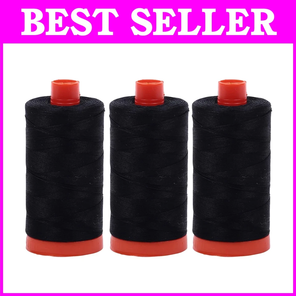 Hilo de algodón liso negro - 3 carretes grandes Foto 1 de 2