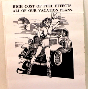 Original Tinte & Stift Politisches Kunstwerk "High Cost of Fuel Effects" Milt Lewis - Bild 1 von 7