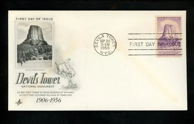 US FDC #1084 Artcraft M-3 1956 Devils Tower WY Devils Tower National Monument - Image 1 of 2