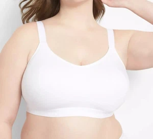 Lane Bryant CACIQUE Cotton NO WIRE Full Support Bra WHITE 48DDD 46F 50DD 52D NeW - Picture 1 of 5