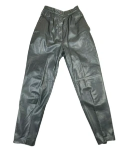 Vintage High Waisted Leather Pants Grey/ Charcoal Women's Size S - Picture 1 of 8