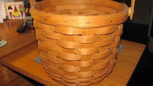8' Round Longaberger Basket Collector With Handle, 1995 moveable handle SALE - Picture 1 of 4