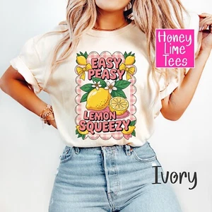 Easy Peasy Lemon Squeezy Shirt, Damen Graphic Tee, Fun Freizeit T-Shirt - Bild 1 von 7