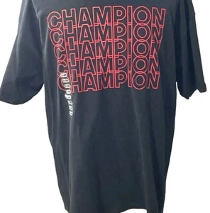 New Mens Retro Logo Champion T Shirt Size 2XL Black Red - Picture 1 of 9