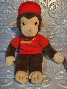 Curious George Gund Vintage Plush Monkey Red Baseball Cap Shirt 14.5" As Is