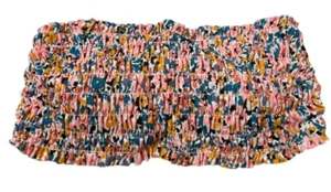 Xhilaration Floral Smocked Bikini Top Size 16W Adjustable Back Padded Swim - Picture 1 of 7